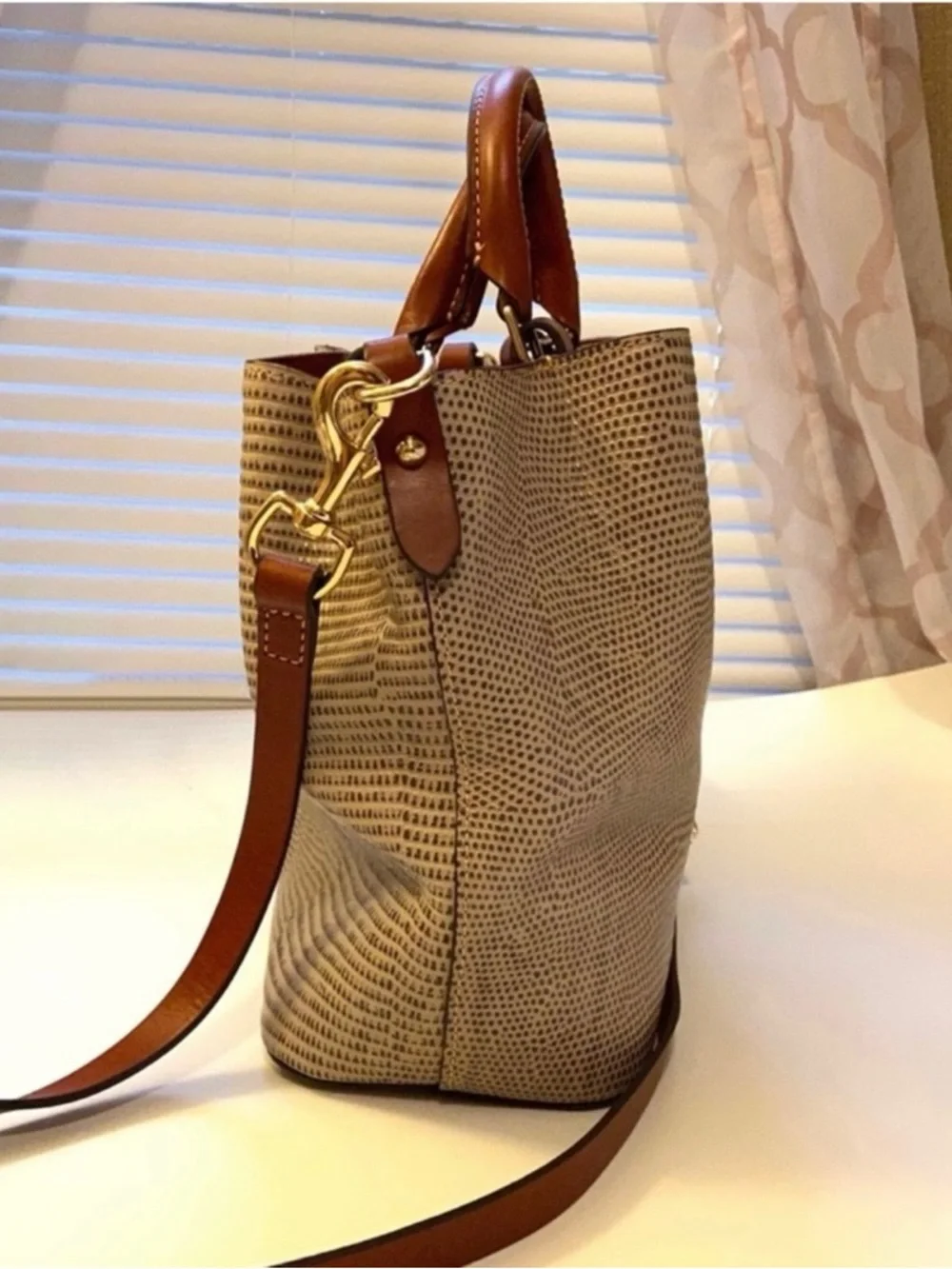Dooney & Bourke Barlow Taupe Bucket Bag Tote